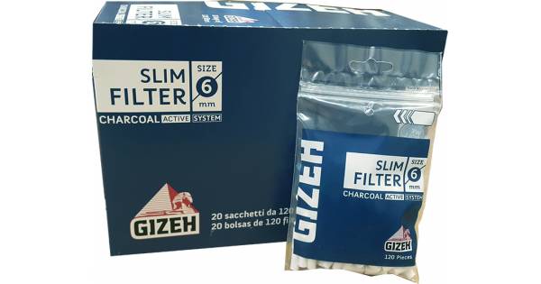 GIZEH Carbon Filter Tips - Slim 20pcs - Price: 15,45€